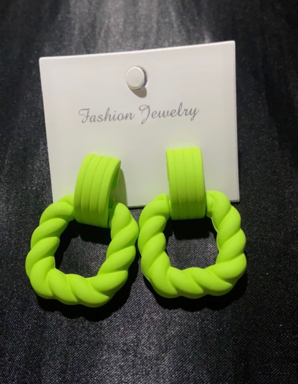 Lime Green Square Stud Earrings