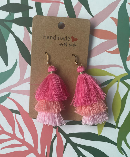 Pink tiered tassels